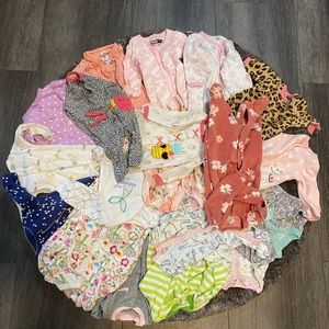☀️ Baby girl onesies button up long sleeve 0-3 months, 19 pack ☀️